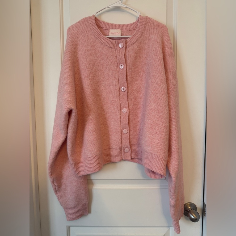 NWOT coco McCall pink cardigan size large